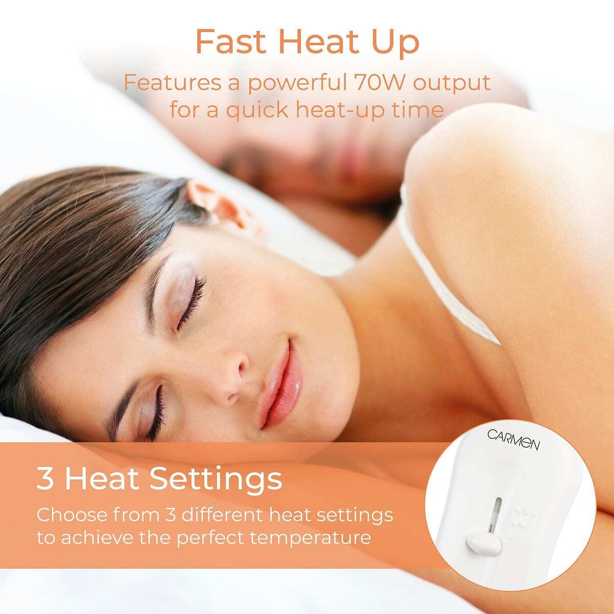 Double Heated Full Size Under Blanket white, CARMEN
