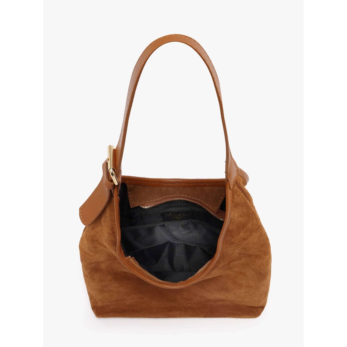 sac porté épaule Velvet caviar cuir cuoio scuro, MILANO