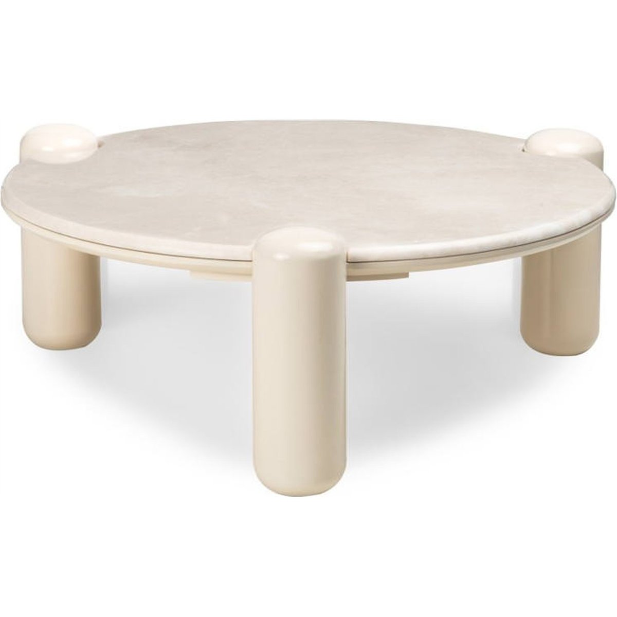 Table basse ronde effet marbre collection NORREL beige clair effet marbre brillant, RECOLLECTION