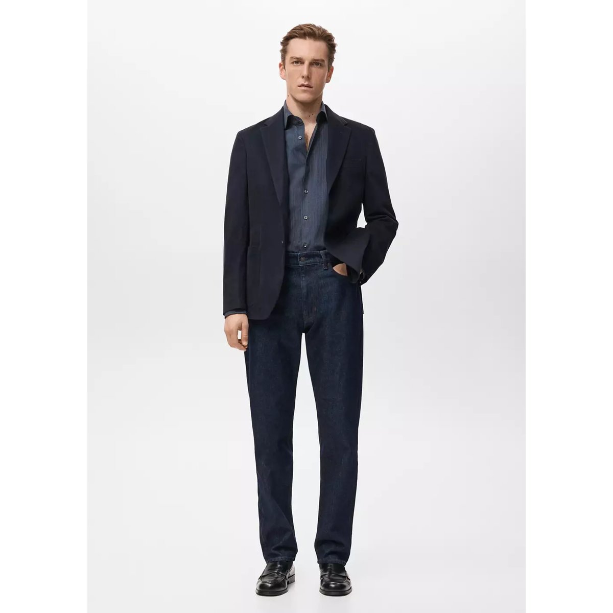 Veste slim fit coton bleu marine, MANGO MAN