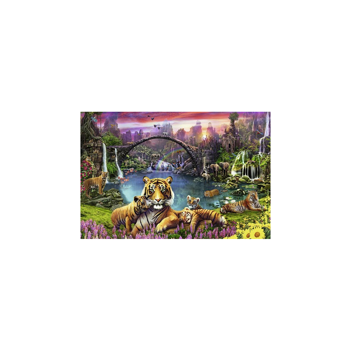 Puzzle 3000 pièces - Tigres au lagon couleur unique, RAVENSBURGER