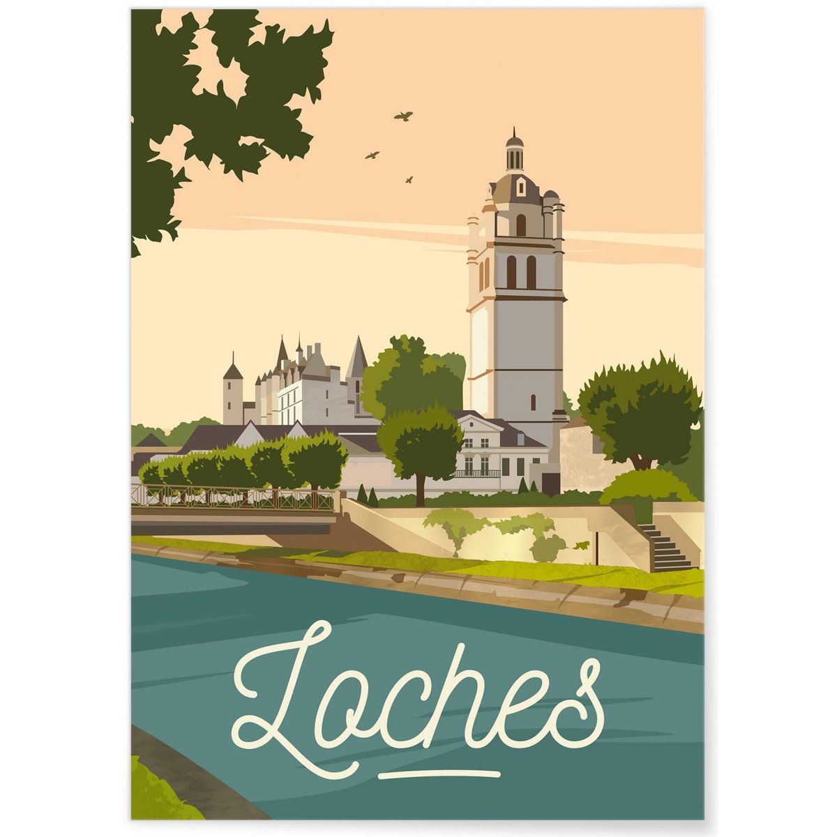 Affiche ville Loches blanc, L'AFFICHERIE