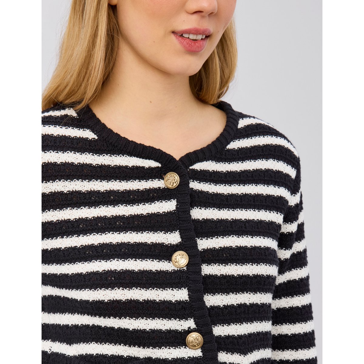 Gilet boutonné rayé noir, BZB