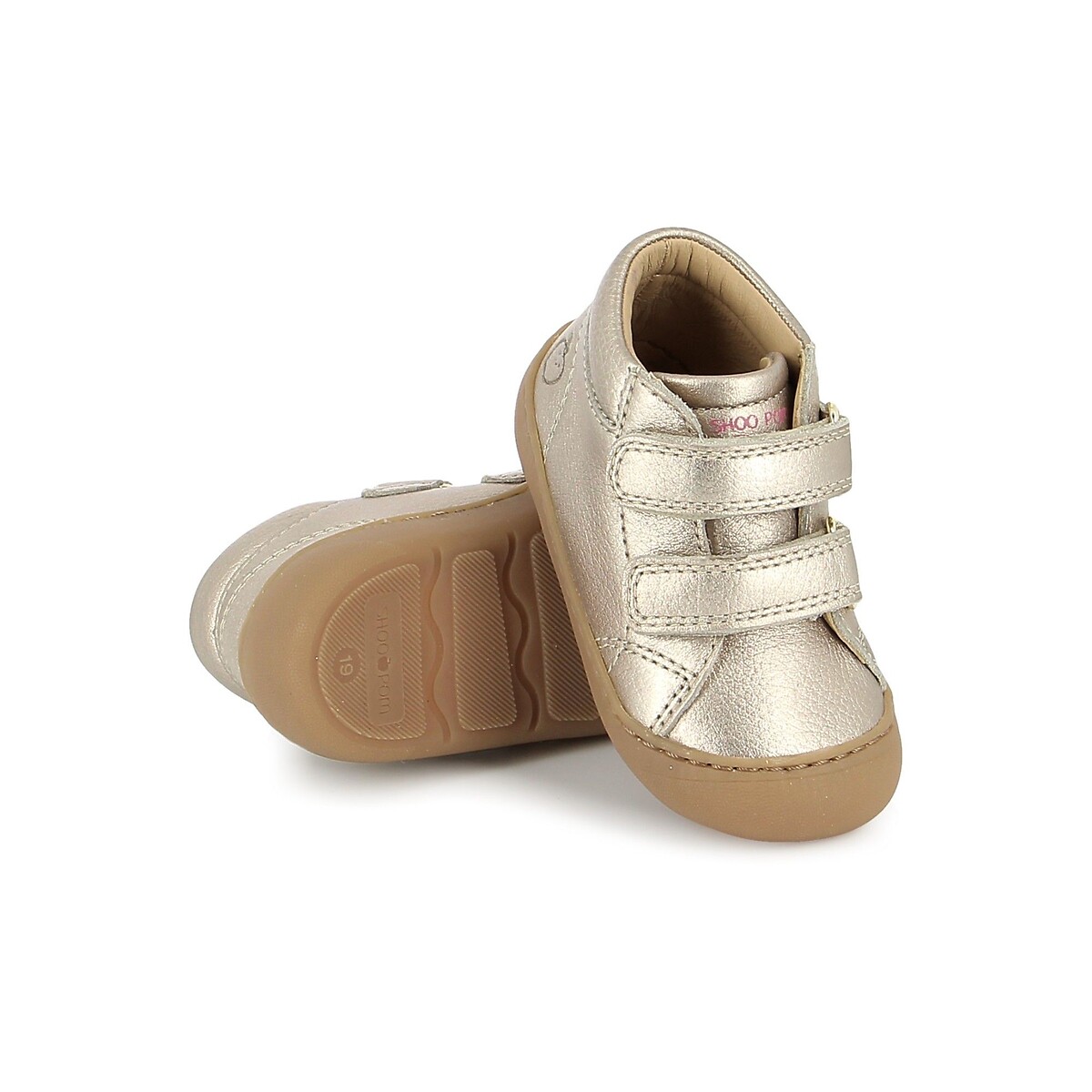 Baskets montantes Barefoot à scratchs, en cuir, PLUM EASY doré, SHOO POM