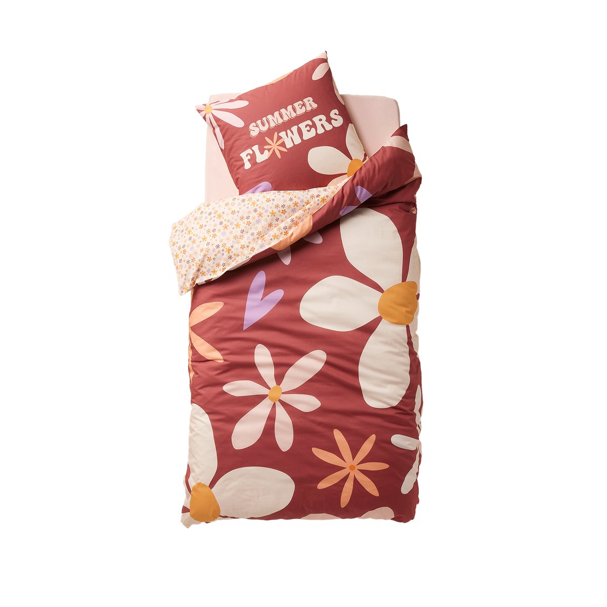 Parure housse de couette et taie d'oreiller IBIZA, avec coton recyclé multicolore, VERTBAUDET