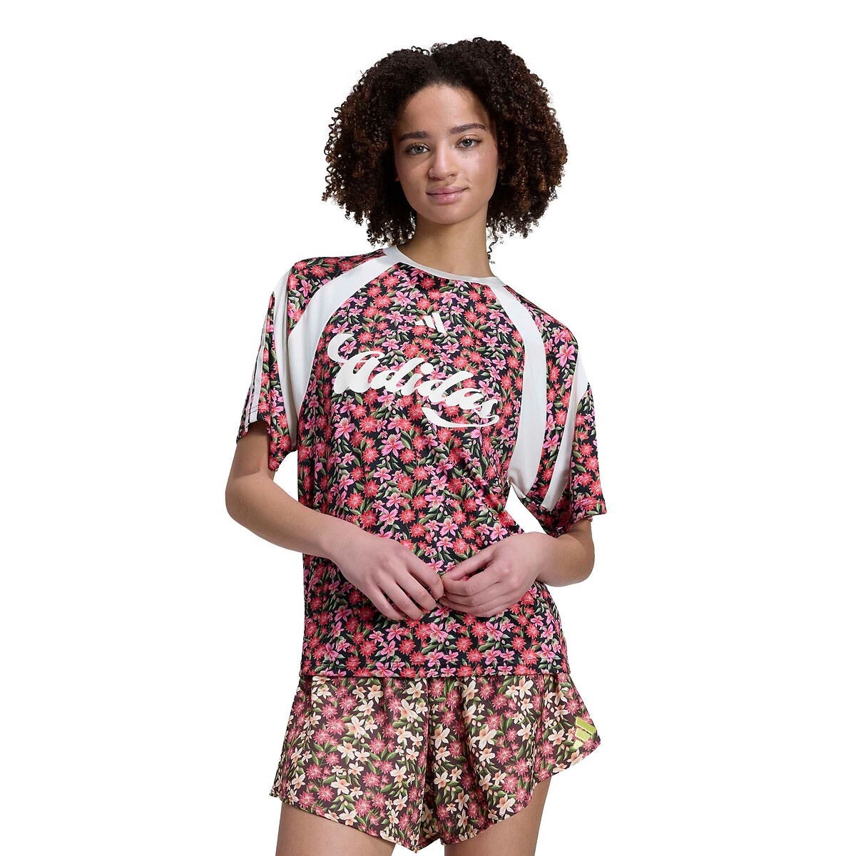 T-shirt de mangas curtas, estampado florido FARM RIO estampado às flores, ADIDAS SPORTSWEAR