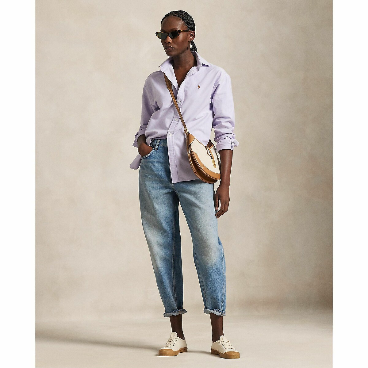 Chemise Oxford droite lavande, POLO RALPH LAUREN