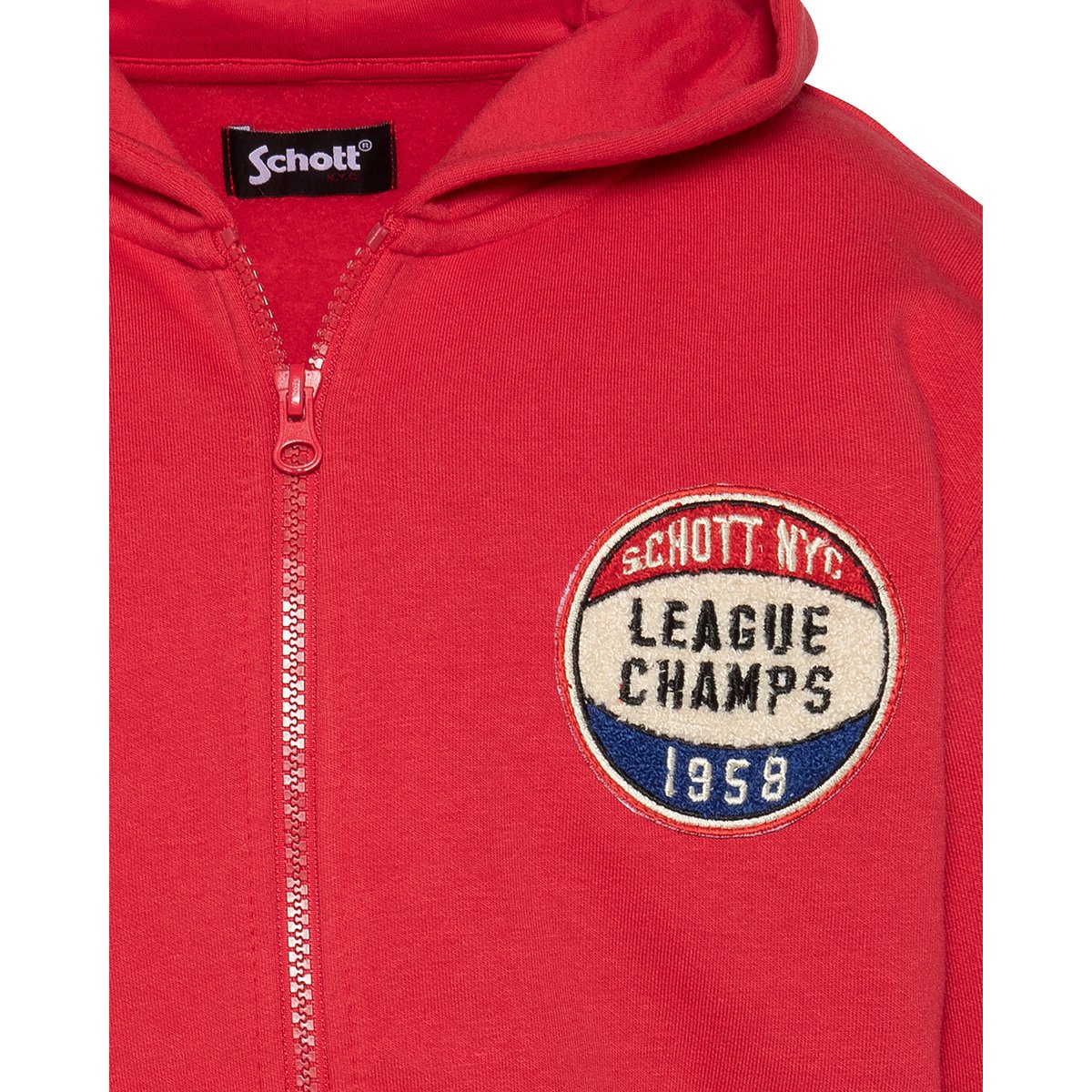 Sweatshirt zippé à capuche enfant rouge, SCHOTT