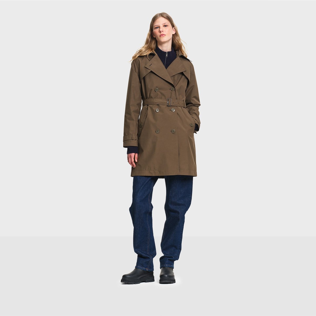Trench imperméable mi-long à ceinture GORE-TEX® kaki, AIGLE