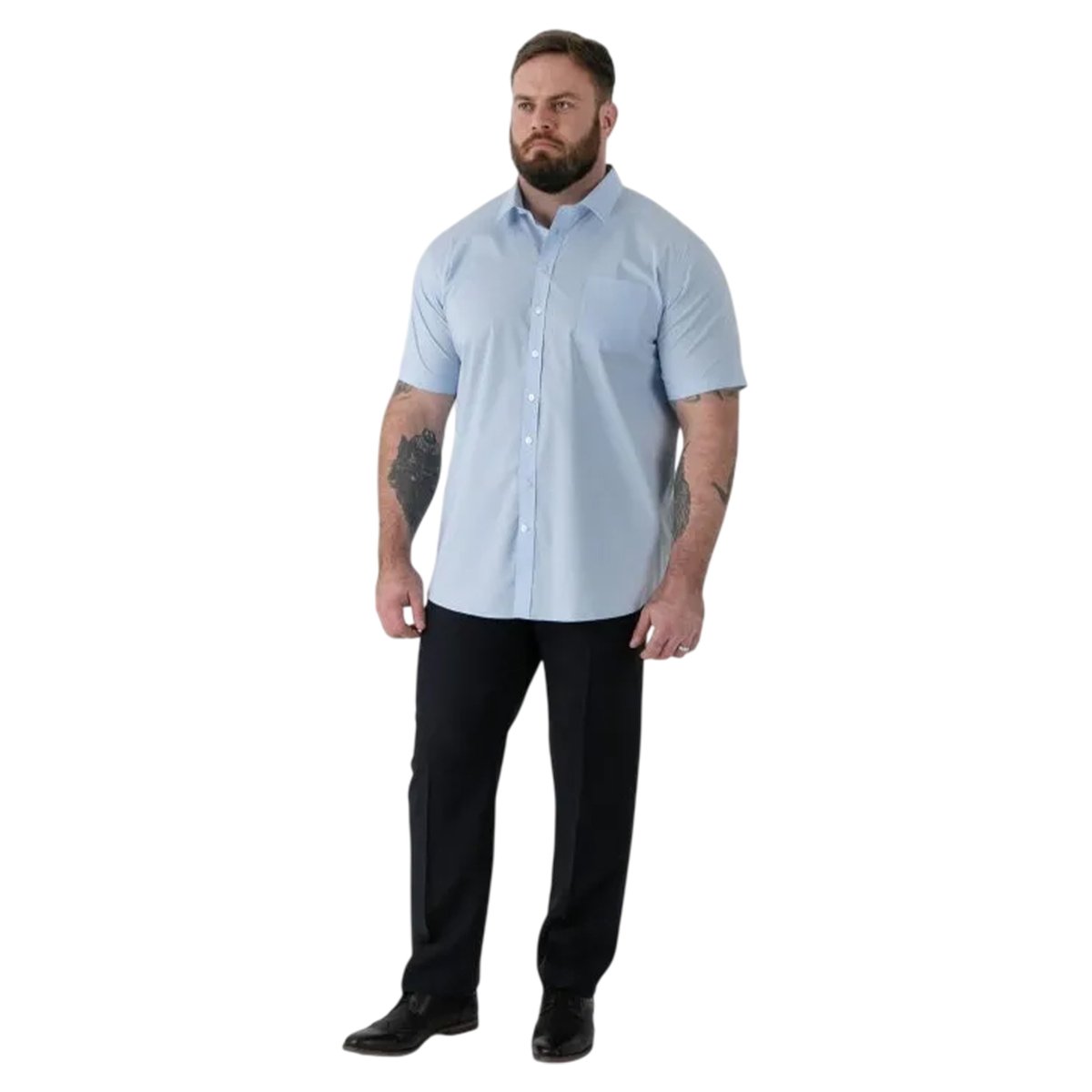 Chemise extensible manches courtes grande taille LUCAS bleu marine, DUKE