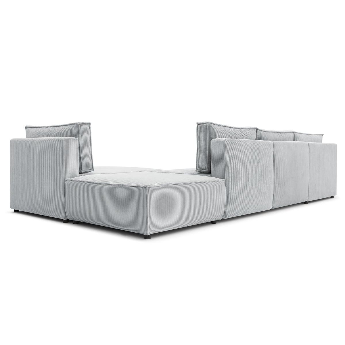 Canapé modulable 6 places en velours côtelé, NIHAD gris clair, BOBOCHIC