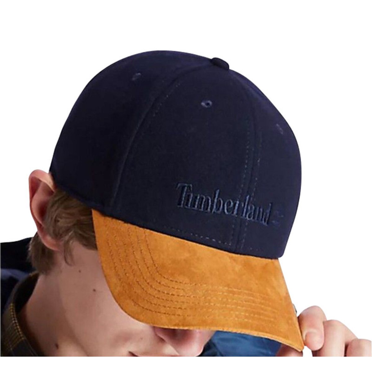 Casquette en laine bleu marine bicolore avec visière en camel marine, TIMBERLAND