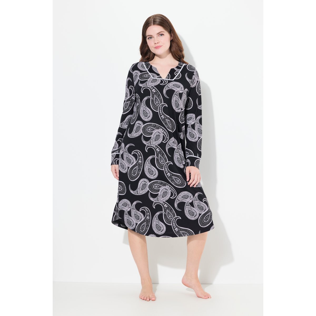 Chemise de nuit à motif cachemire noir, ULLA POPKEN
