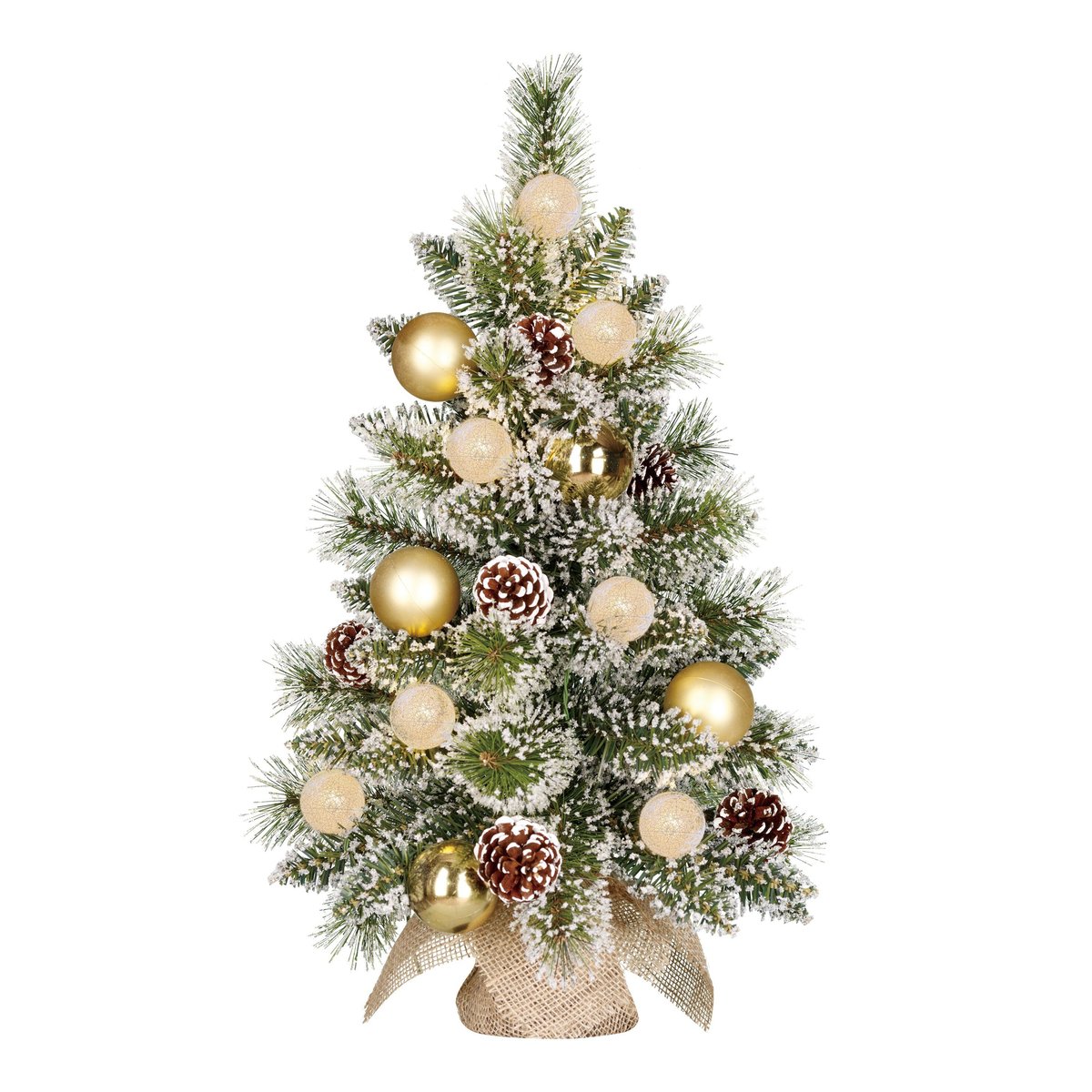 Sapin de Noël artificiel avec décorations et LED H60 cm KAPRUN vert, doré, BLACK BOX TREES