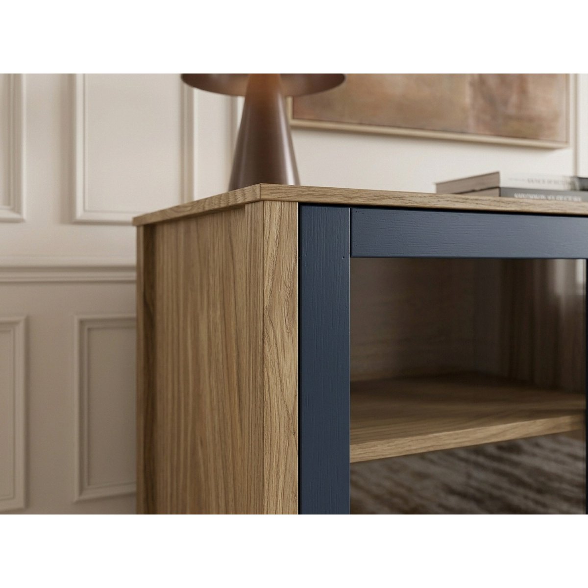 Buffet  en panneaux de particules 3 portes 142 cm, LEXIE bleu, BOBOCHIC