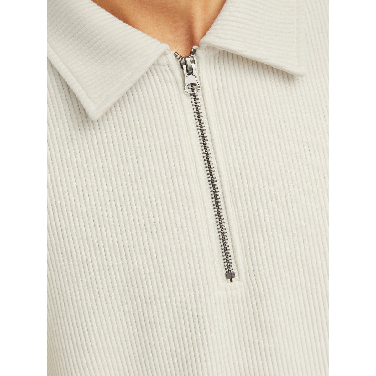Sweat À Mi-Fermeture Éclair antique white, JACK & JONES