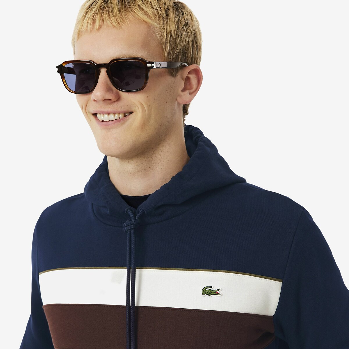 Colour Block Hoodie navy blue, LACOSTE