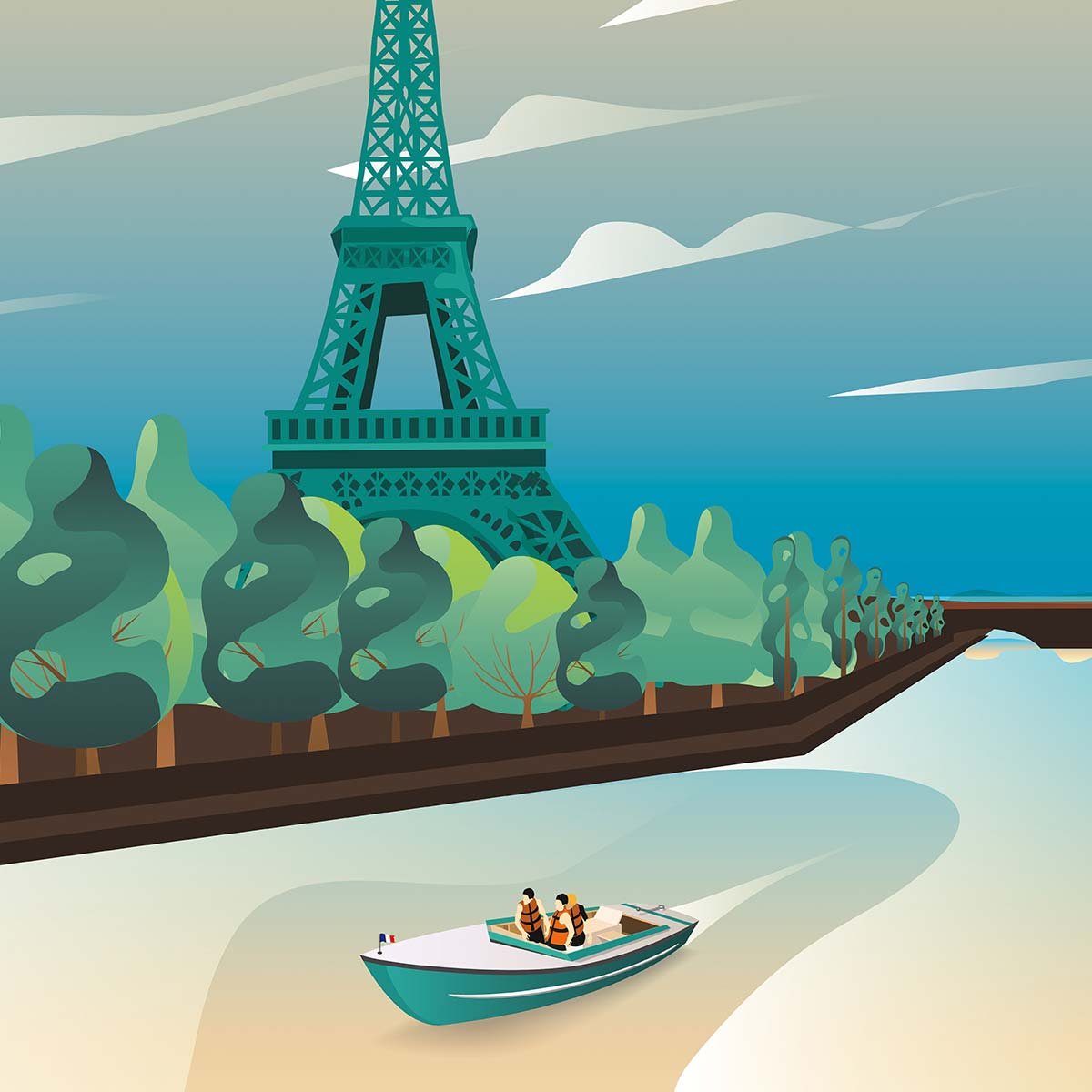Papier peint la seine et la tour Eiffel intissé, HEXOA
