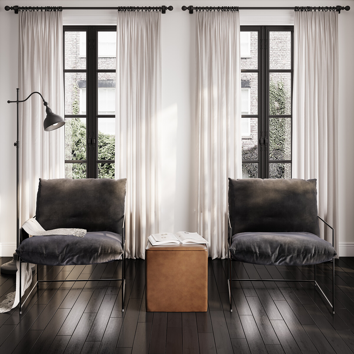 Eli Minimalist Velvet Accent Armchair black, ÉDITÉ