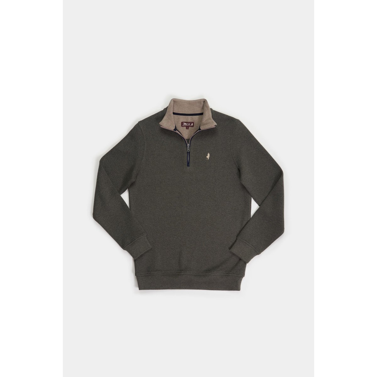Sweat doux col zippé vert kaki, MCS