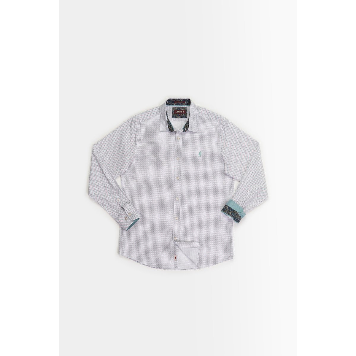 Chemise imprimée à motifs géométriques bleu canard, MCS