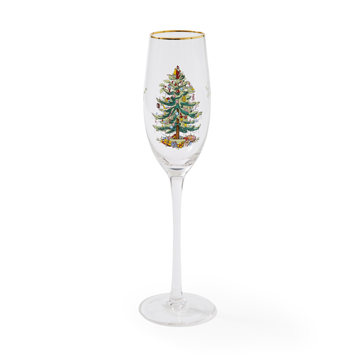 Set of 4 Christmas Tree Champagne Flute Glasses transparent, SPODE