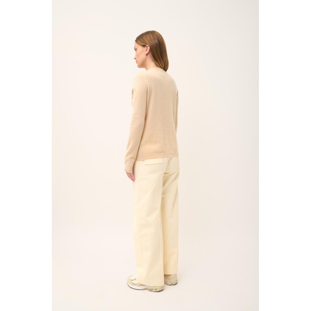 Cardigan Col Rond Sable Katharine beige, JUST CASHMERE