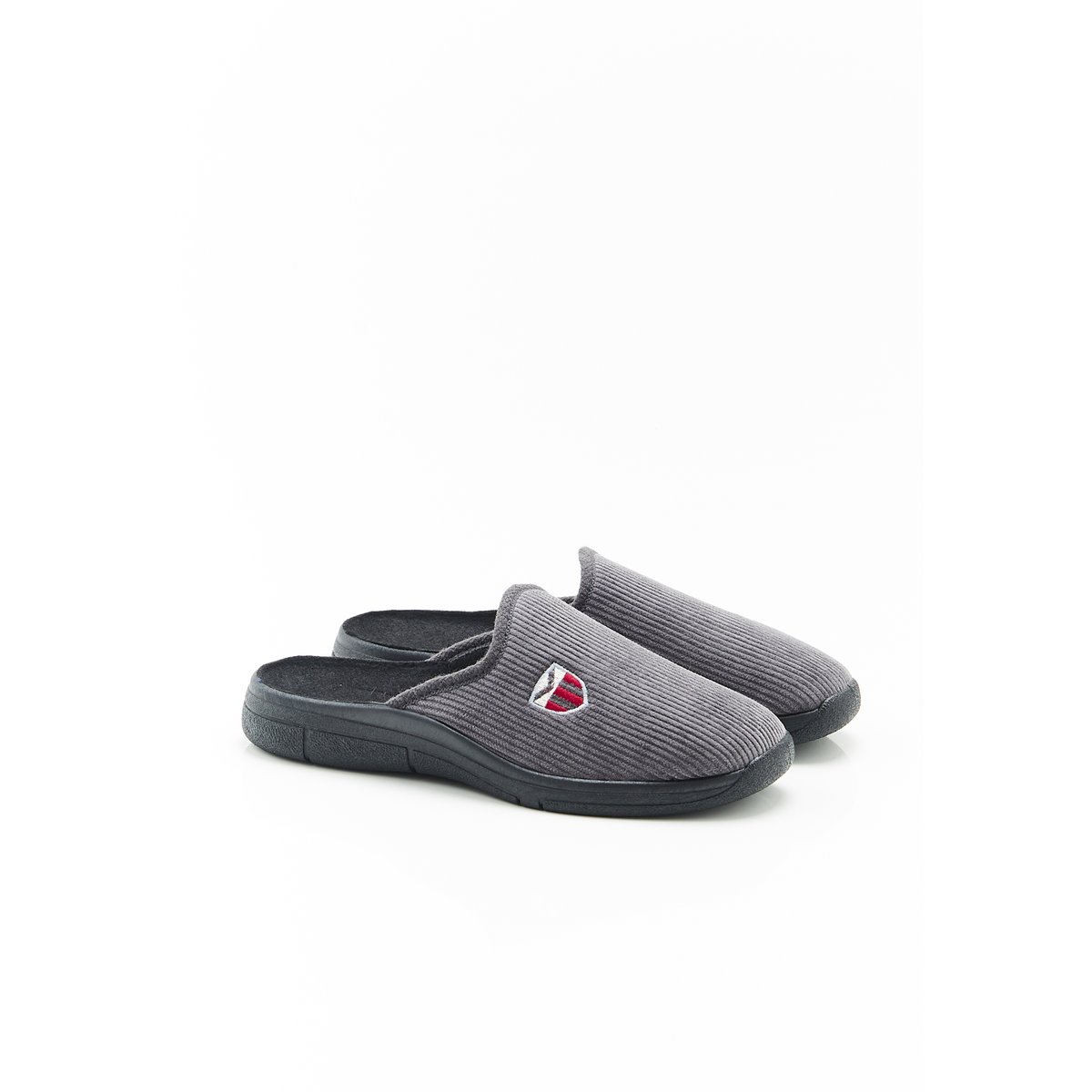 Mules en velours côtelé gris, DAMART