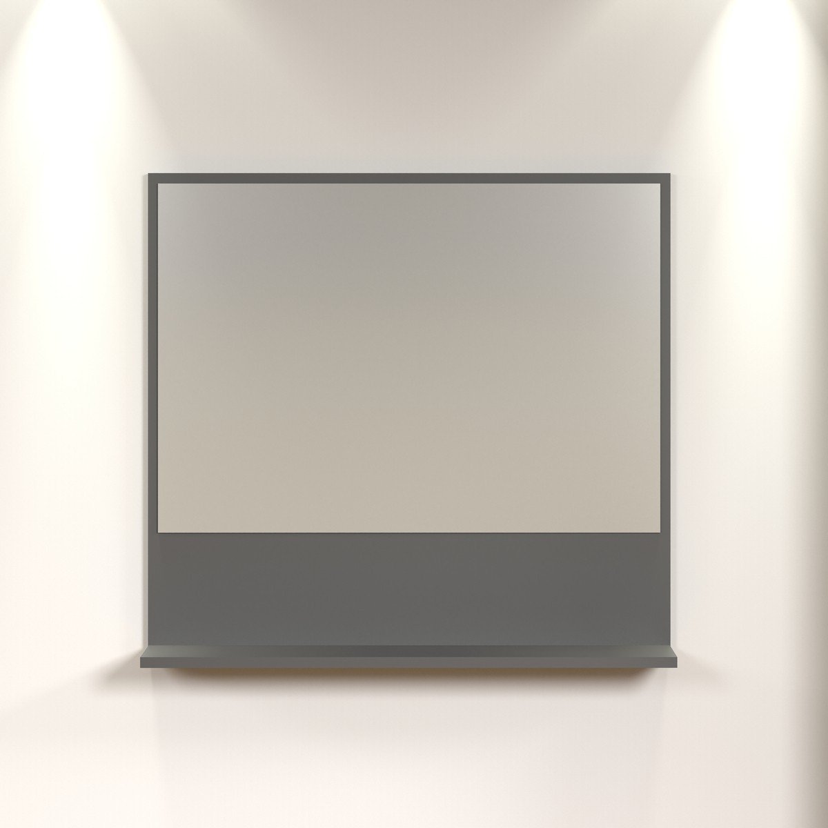 Miroir mural avec 1 tablette L80 cm - PUREBLISS gris anthracite, CALICOSY