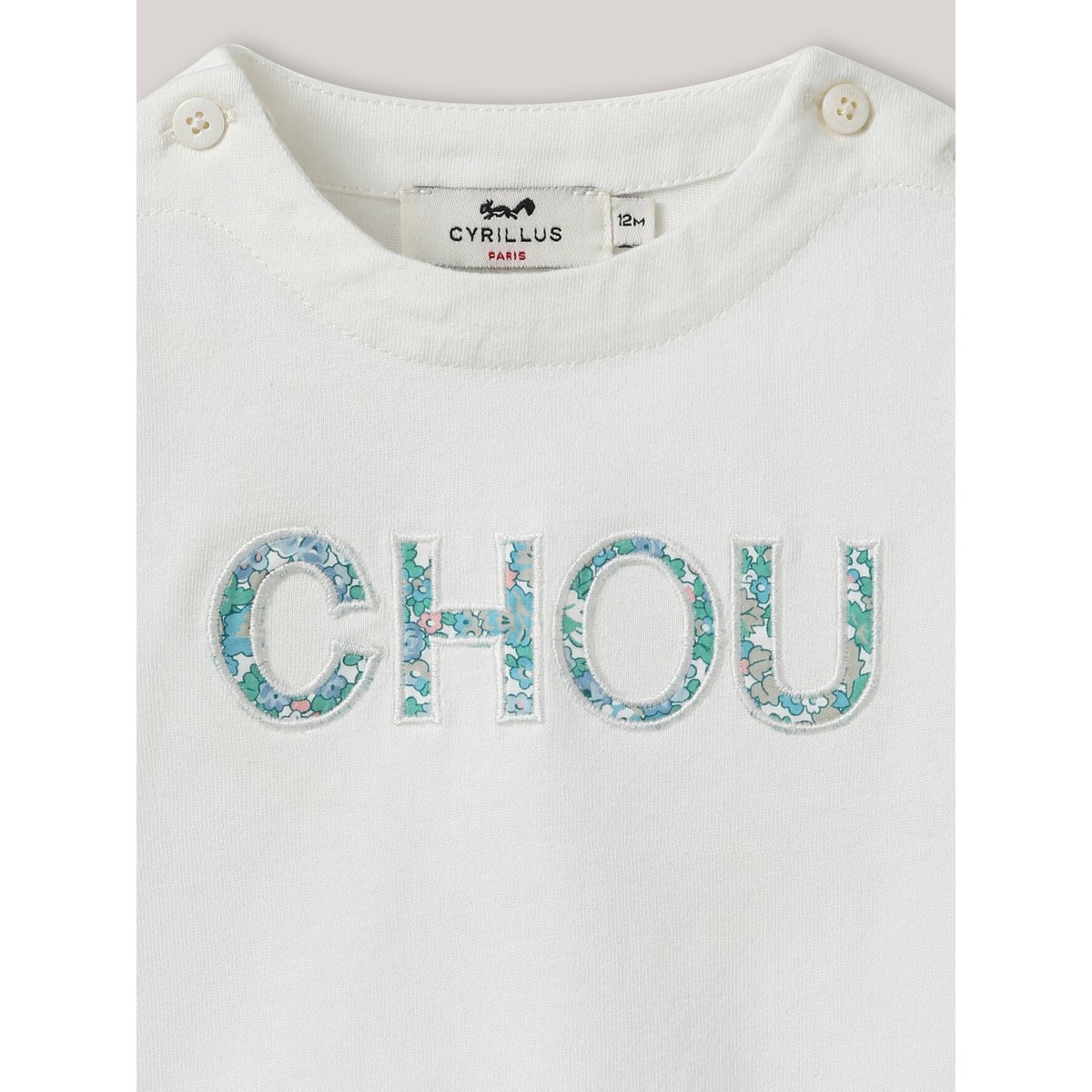 T-shirt  lettres en tissu Liberty - coton biologique liberty harriet, CYRILLUS