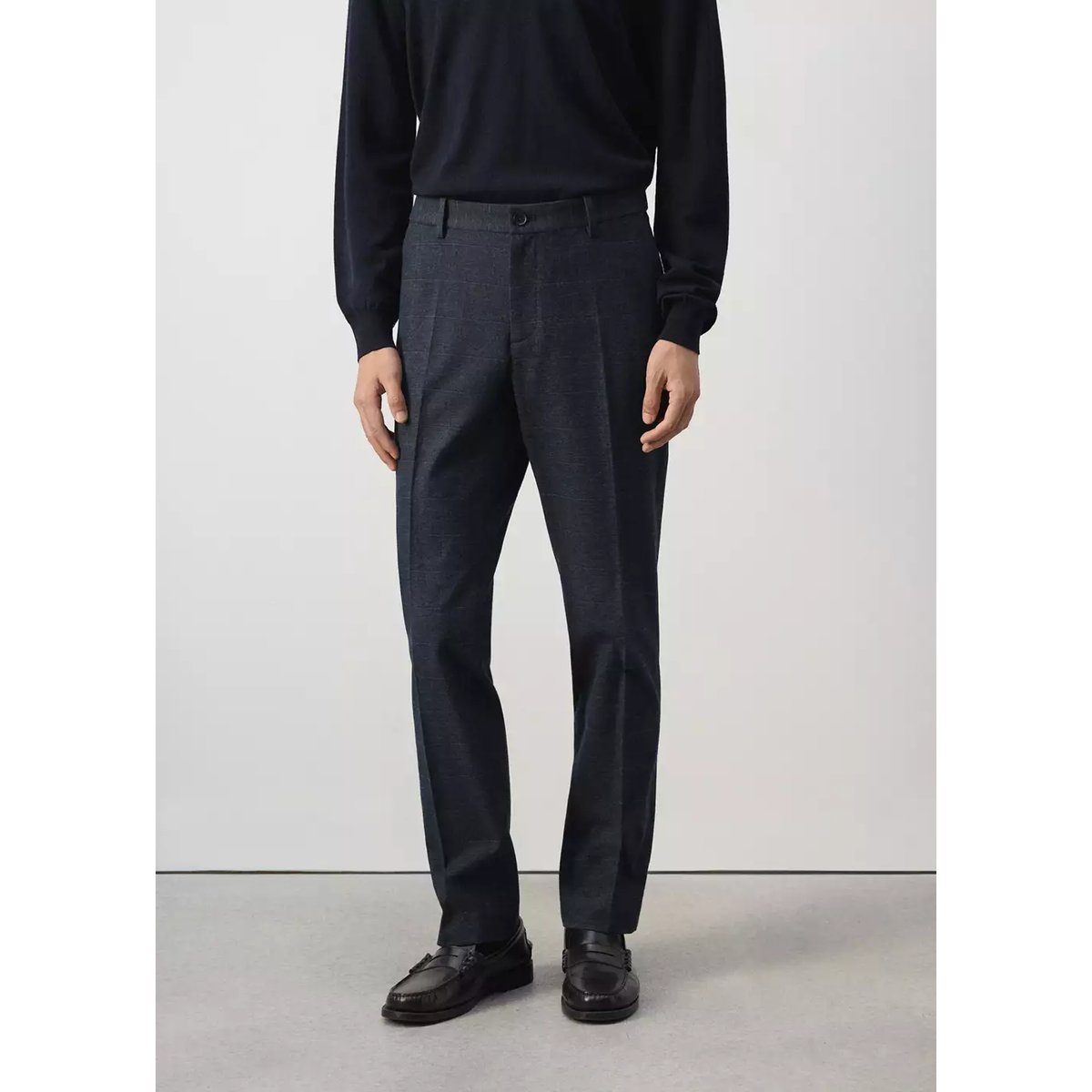 Pantalon flanelle regular-fit bleu marine, MANGO MAN