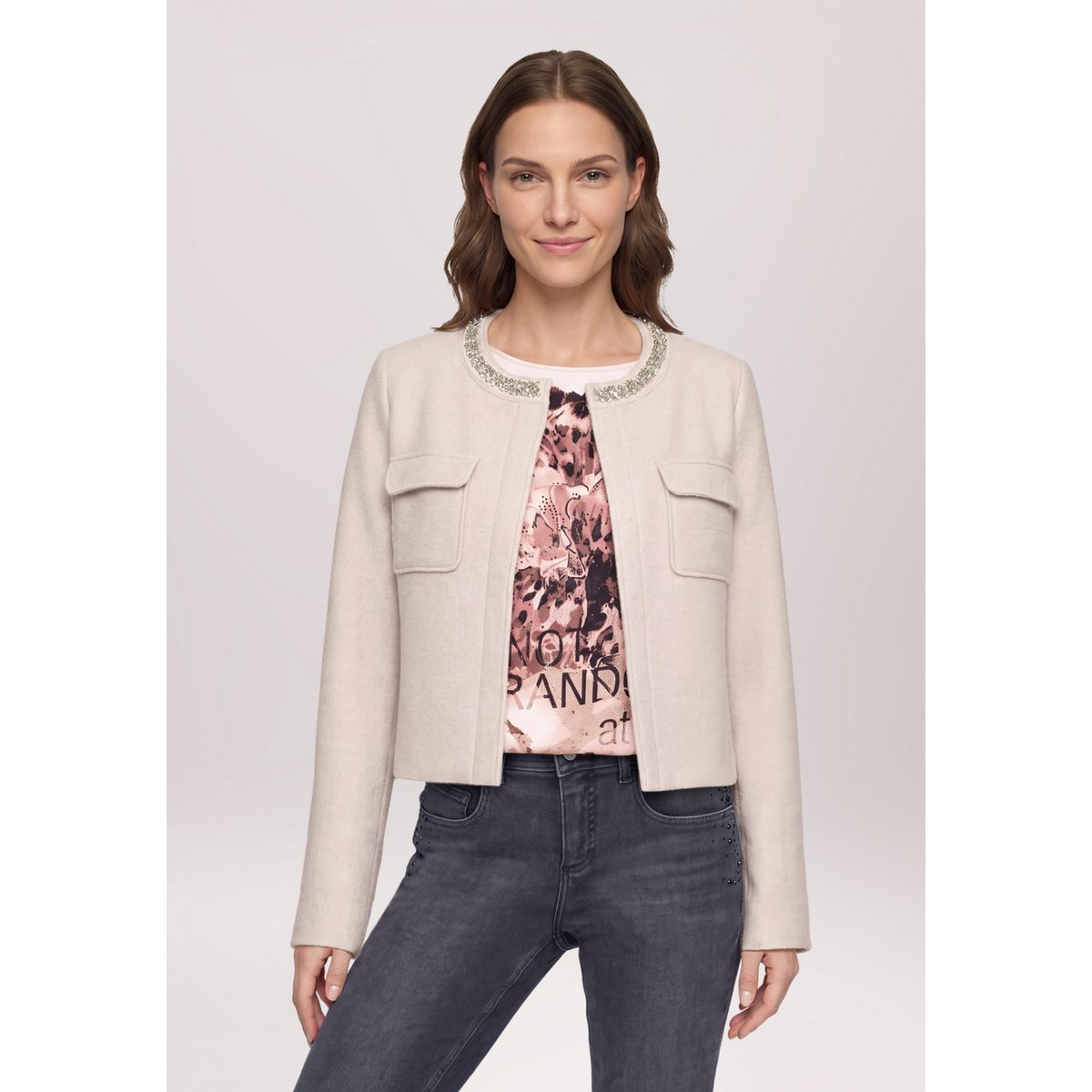 Veste blazer à poches plaquées chateau gray, BETTY BARCLAY