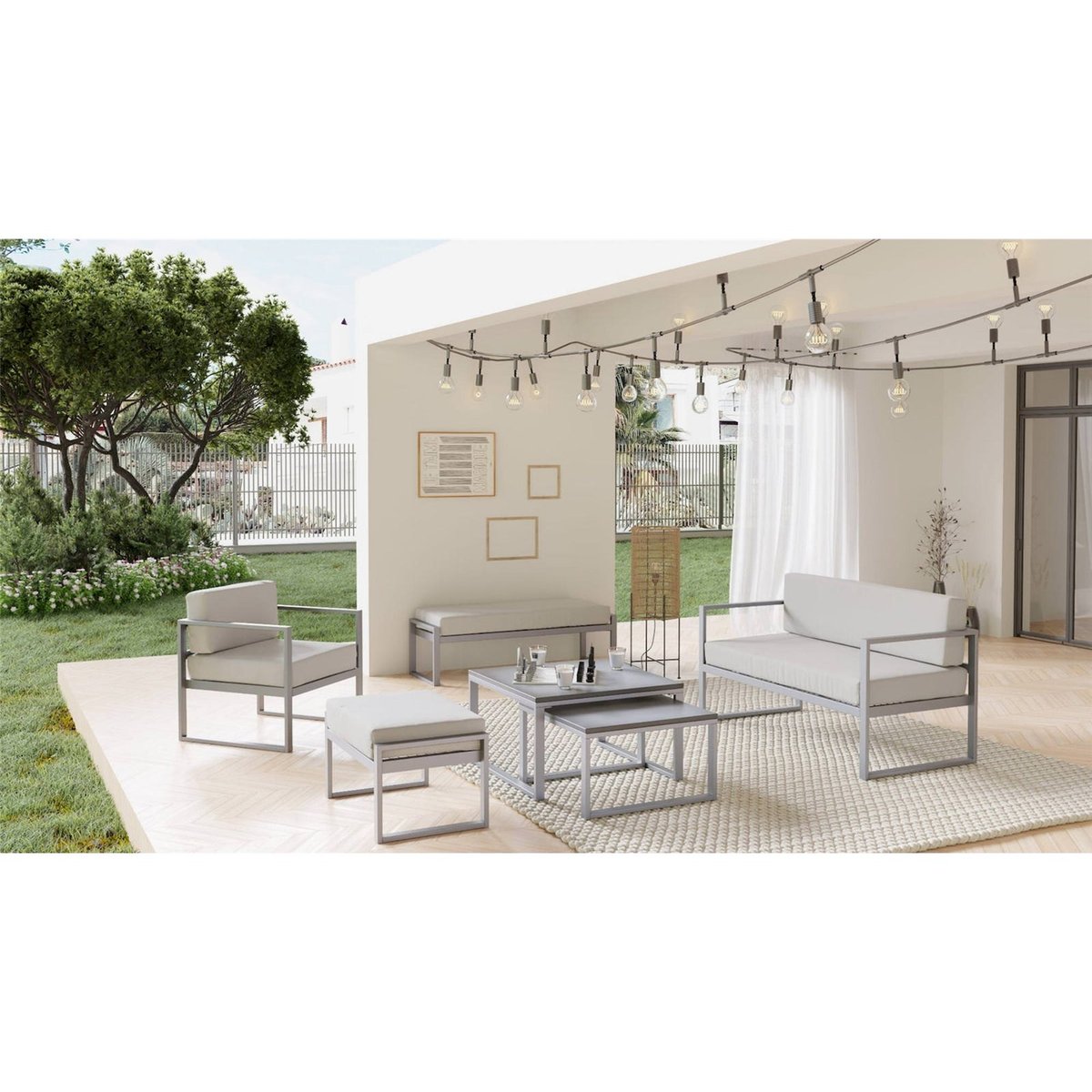 Fauteuil de jardin en tissu déperlant DYWILLY beige clair garden, RECOLLECTION