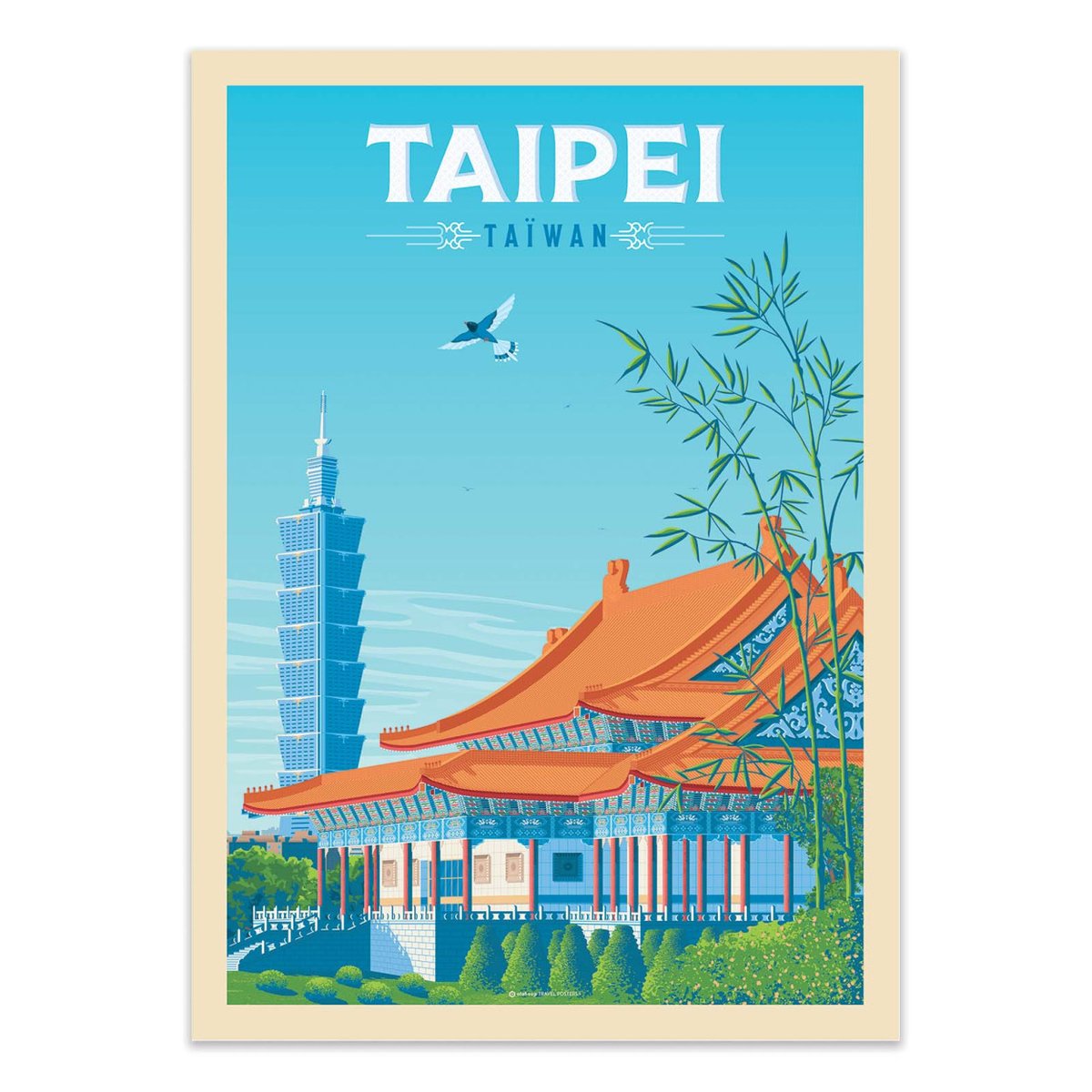 Affiche d'art - Taipei Taiwan - Olahoop Travel Posters couleur unique, WALL EDITIONS