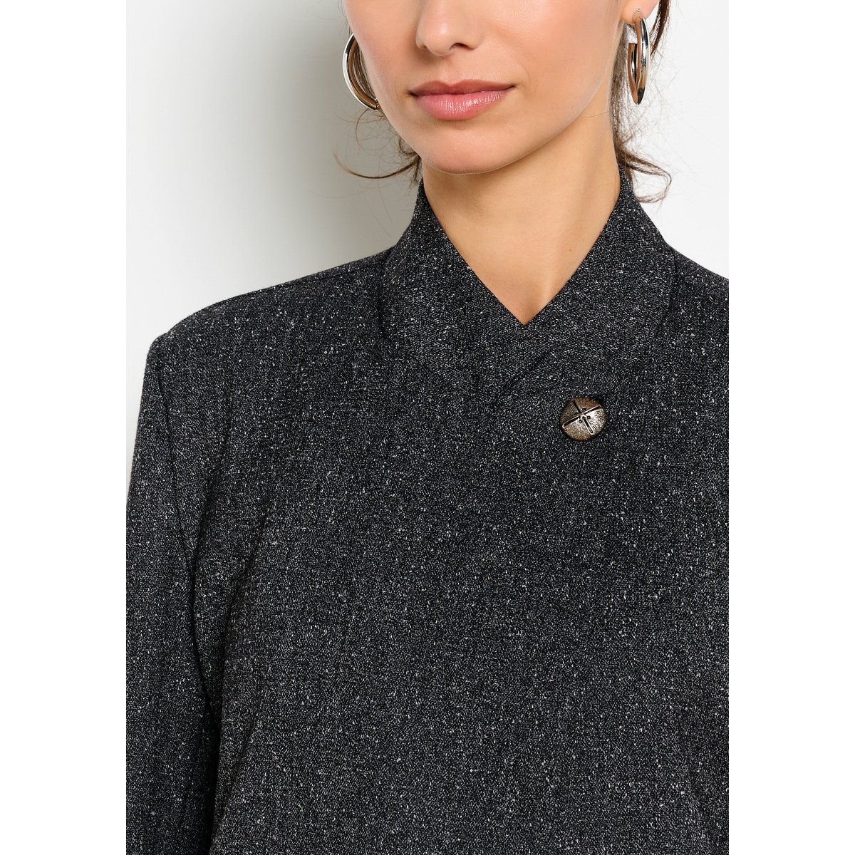 Blazer asymétrique effet laine gris fonce, LOLALIZA
