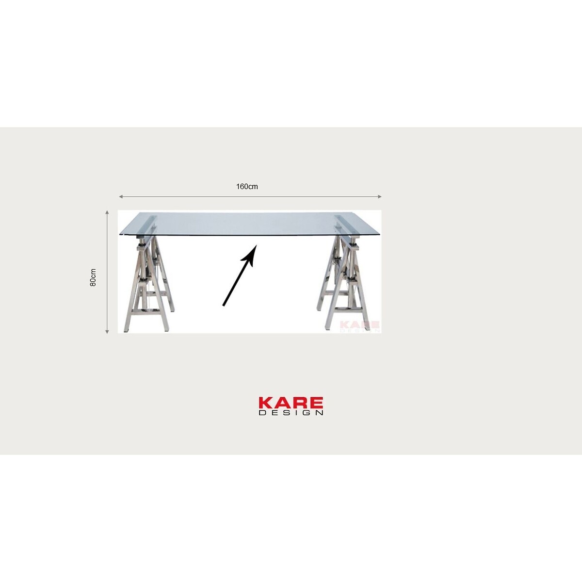 Bureau en verre, OFFICIA argent, KARE DESIGN
