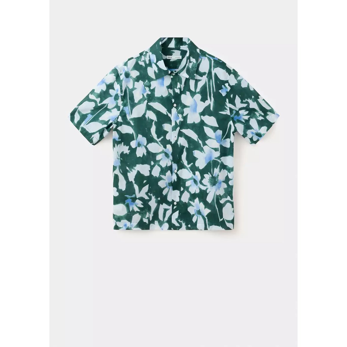 Chemise imprimée 100 % coton émeraude, MANGO MAN