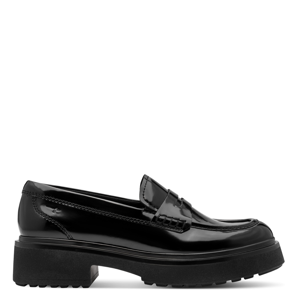 Mocassins vernis à semelle épaisse noir, TAMARIS