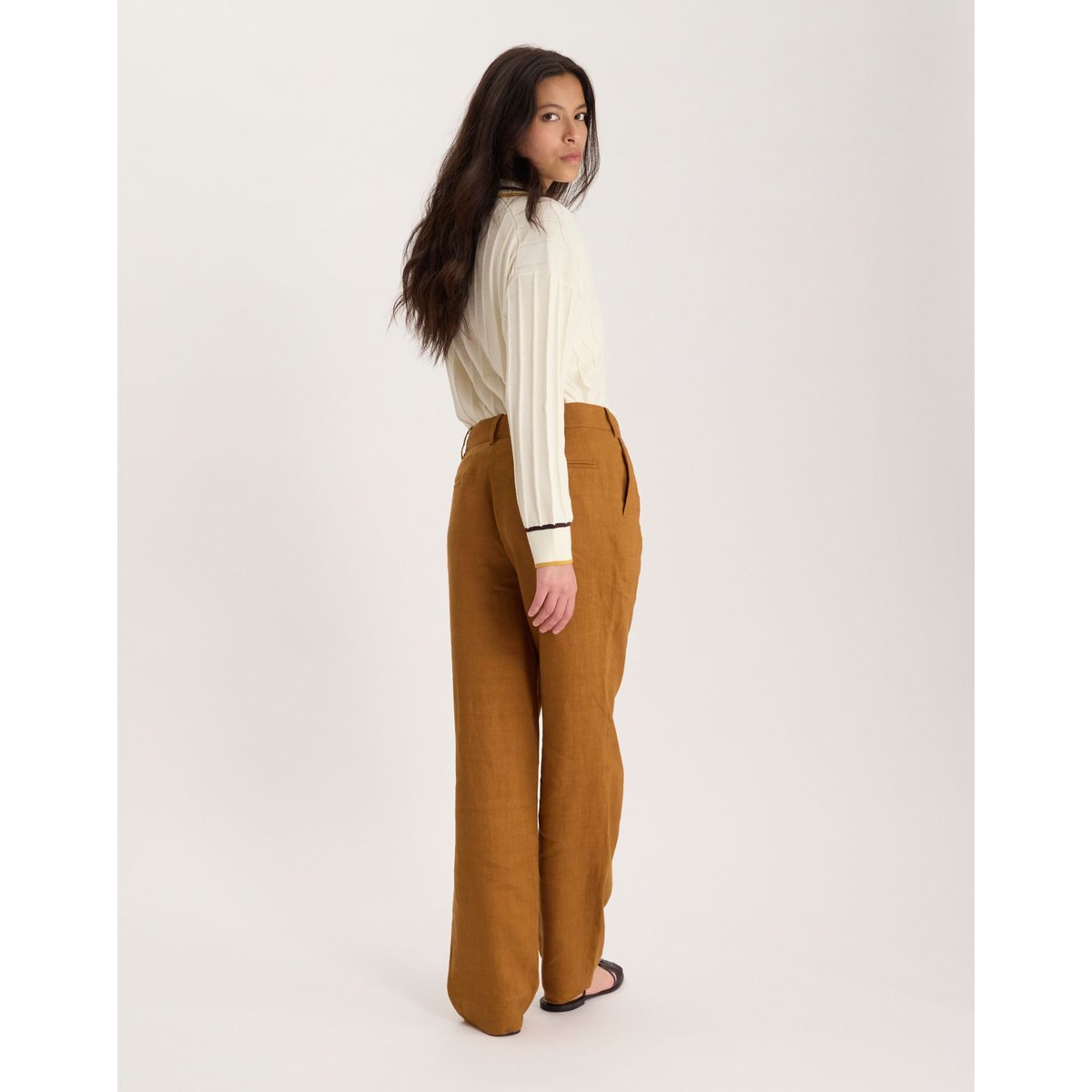 Pantalon Thelma en coton marron, INES DE LA FRESSANGE PARIS
