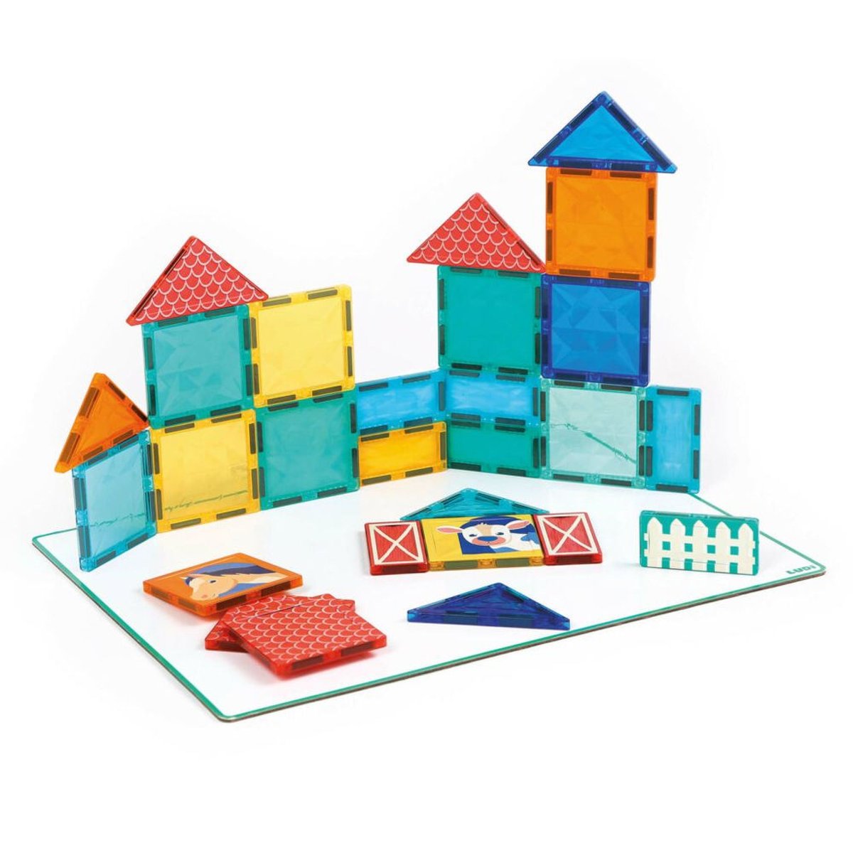 Jeu de construction Panneau magnétique avec 27 pièces couleur unique, LUDIMOUSSE