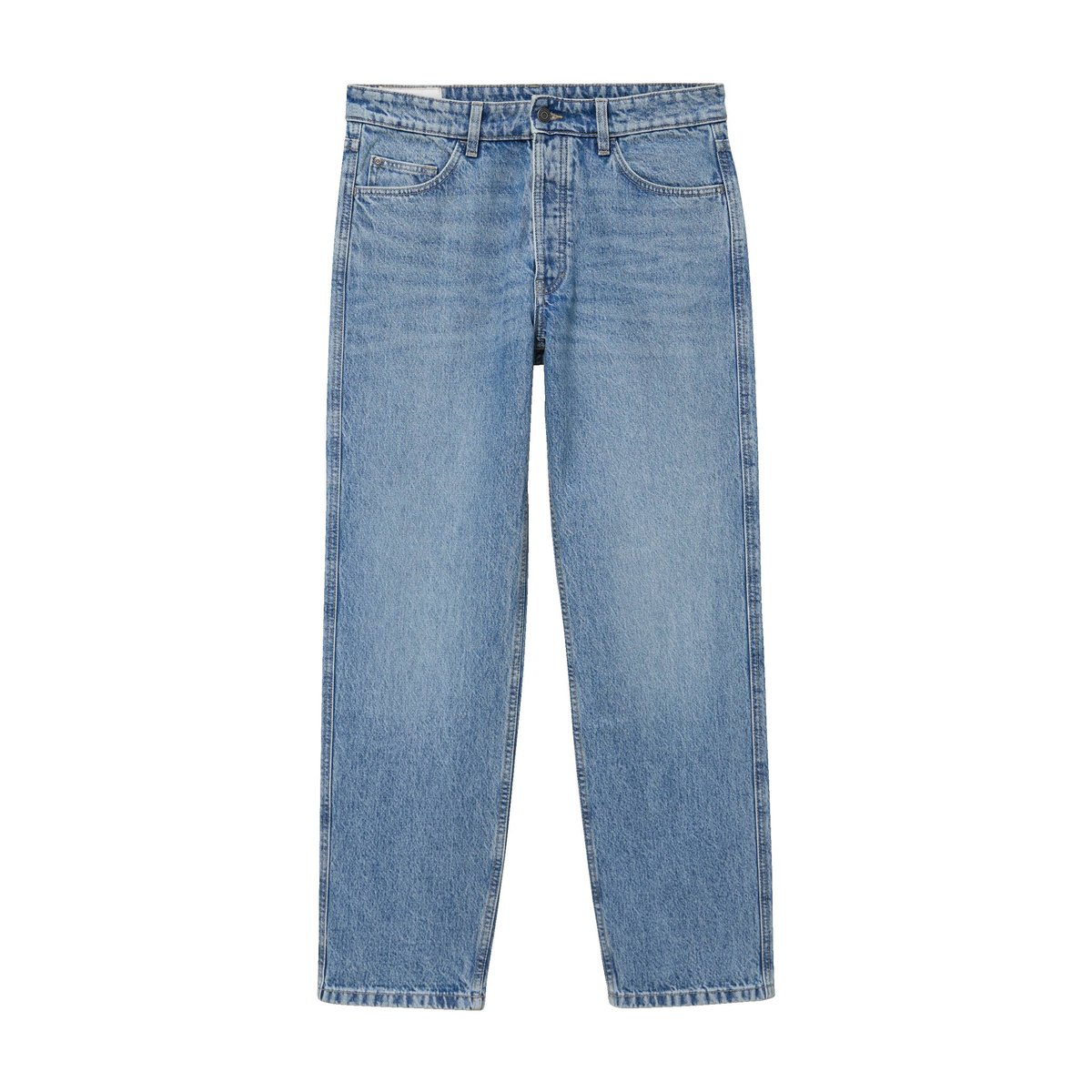 Jeans large longueur 34 en coton denim bleach, BONOBO