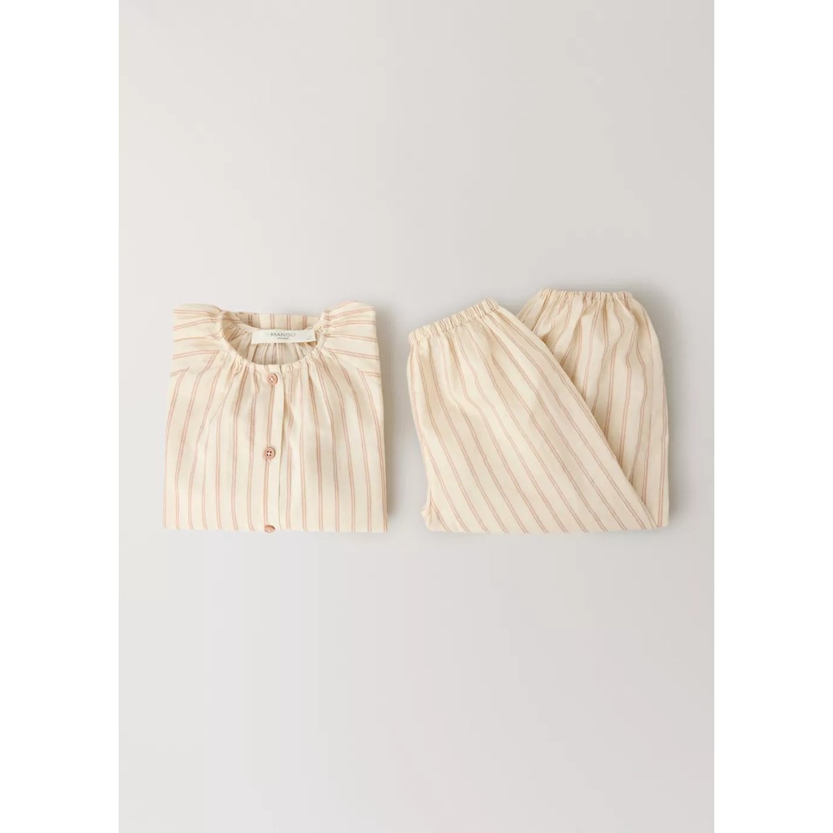 Pantalon de pyjama pour enfant 100 % coton à rayures nude, MANGO HOME