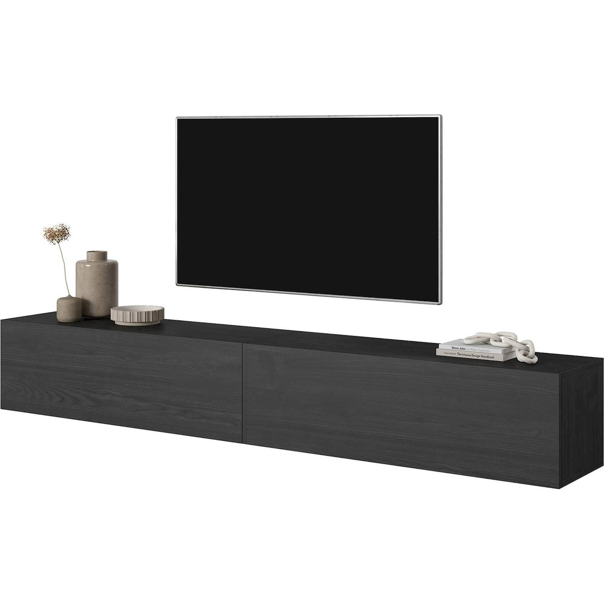 Meuble tv suspendu bois collection BISIRA cachemire, RECOLLECTION