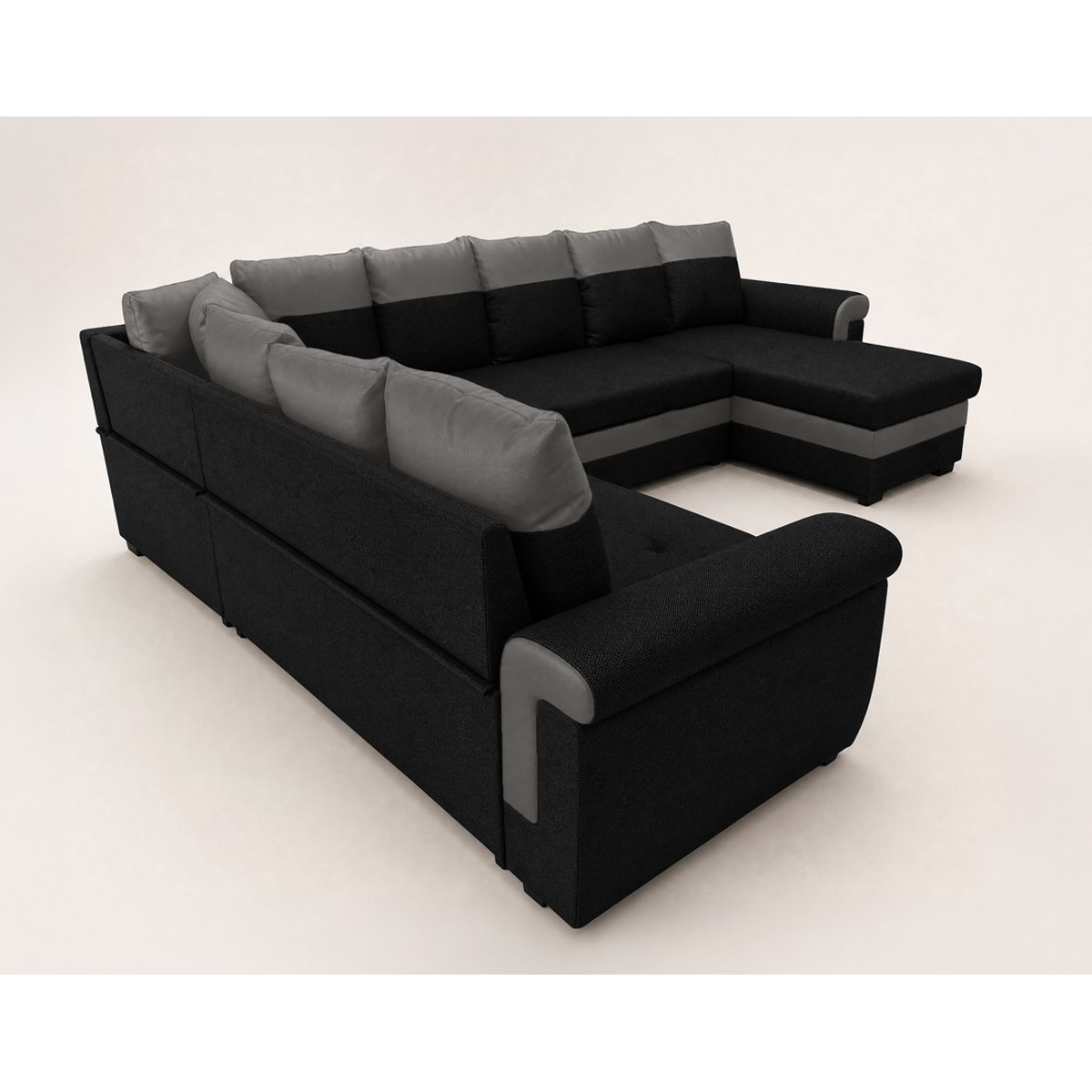 Canapé d'Angle Convertible 7 places - HENRY noir / gris, BEST MOBILIER