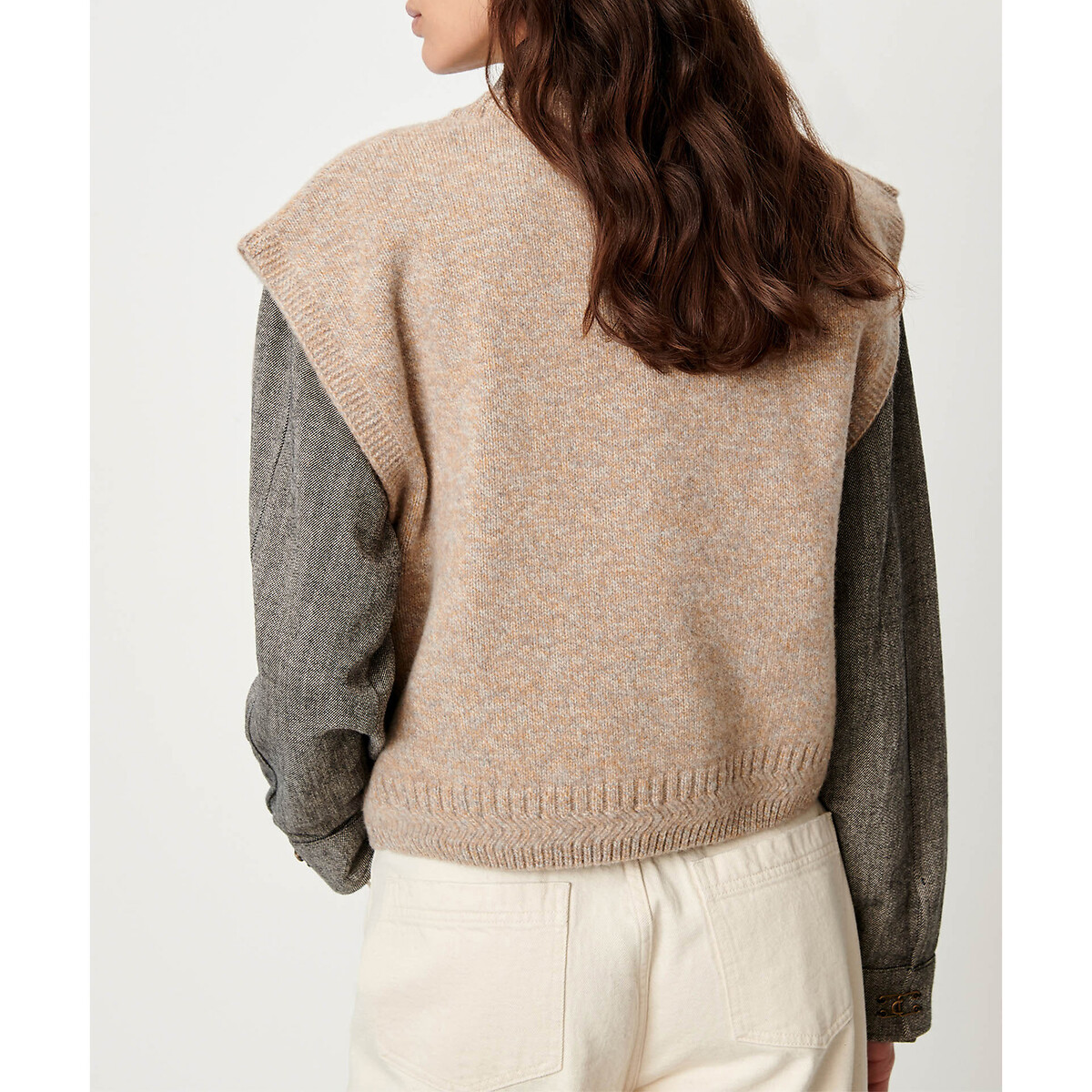 Fabinno Wool Sleeveless Jumper sand, SESSUN