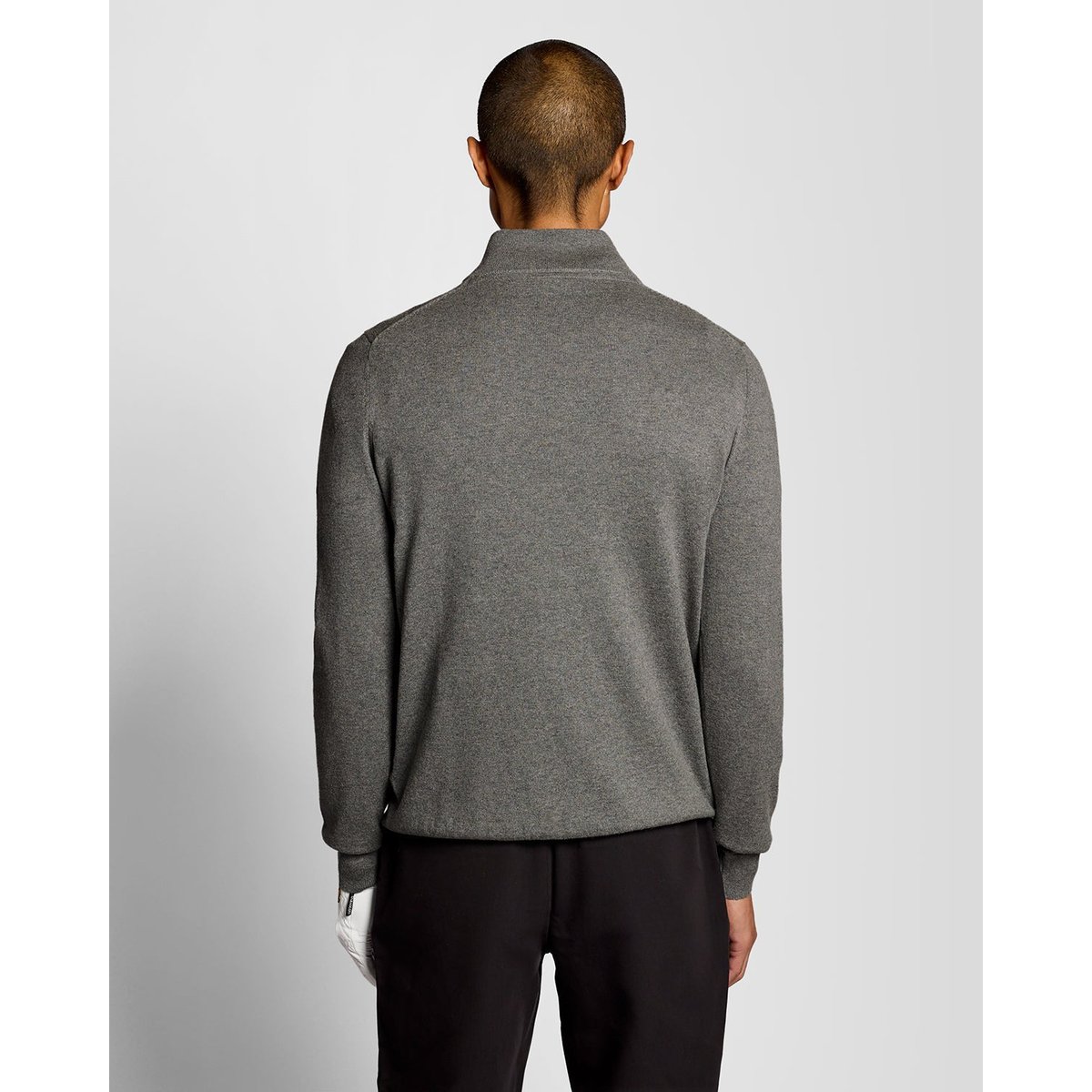 Pull camionneur performance zippé gris moyen chiné, LYLE & SCOTT