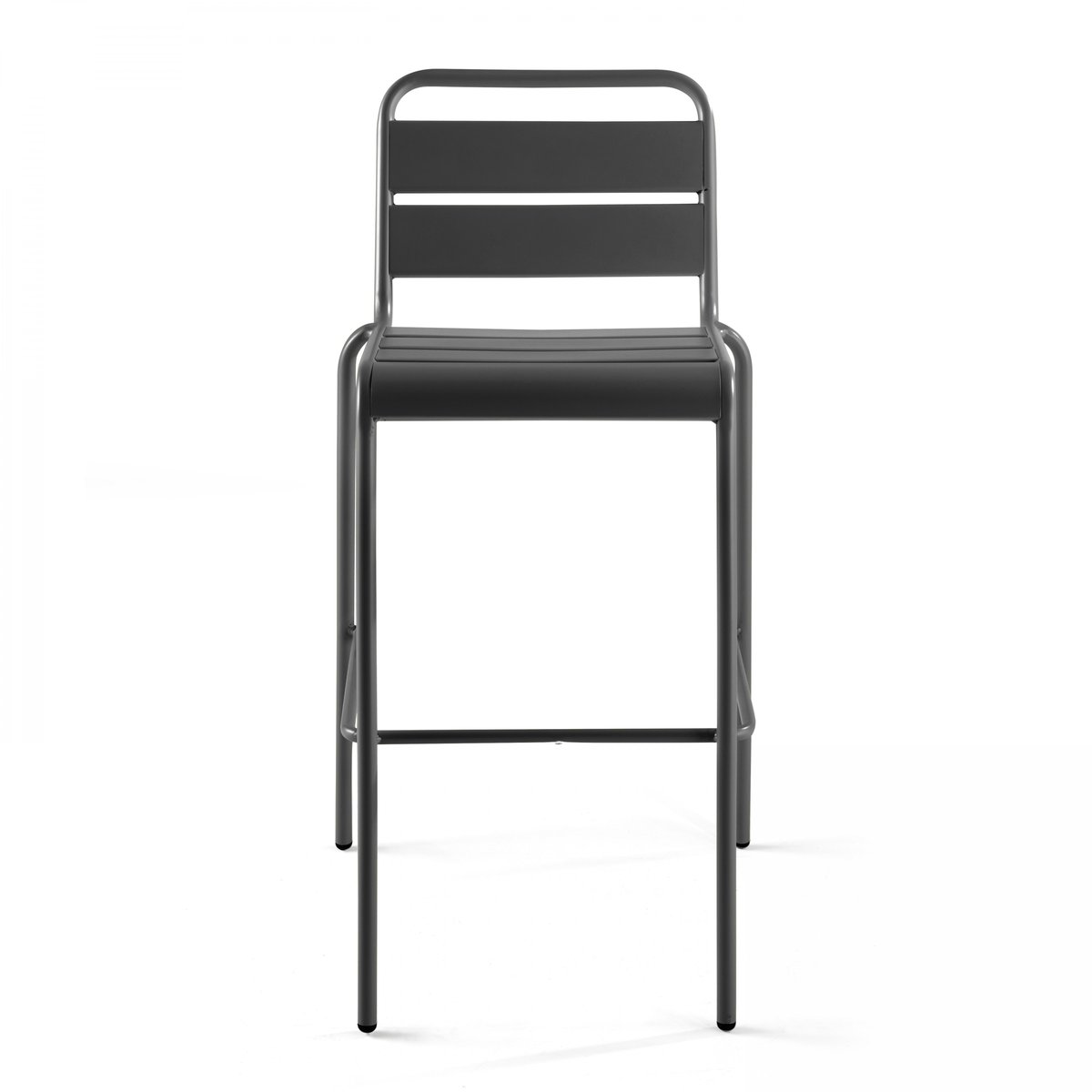 Chaise haute de jardin en métal, PALAVAS gris anthracite, OVIALA
