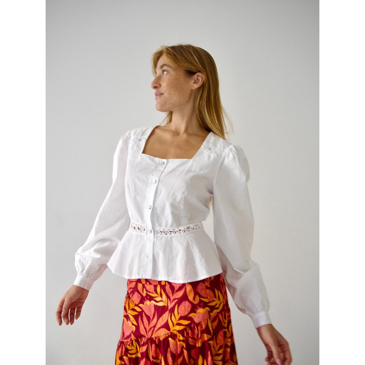 Blouse popeline dentelle ROMA blanc, MINDTRAVELER
