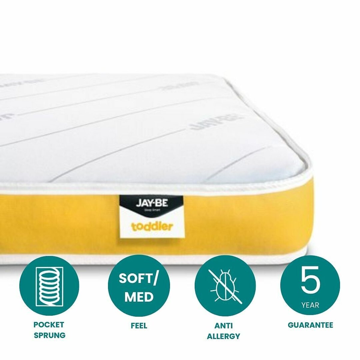 Jay-Be® Toddler Anti-Allergy Micro e-Pocket™ Mattress yellow, JAY-BE