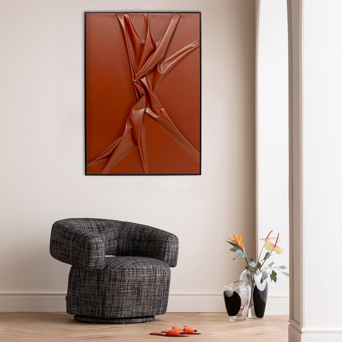 Tableau en papier froissé, CRINCLE marron, KARE DESIGN